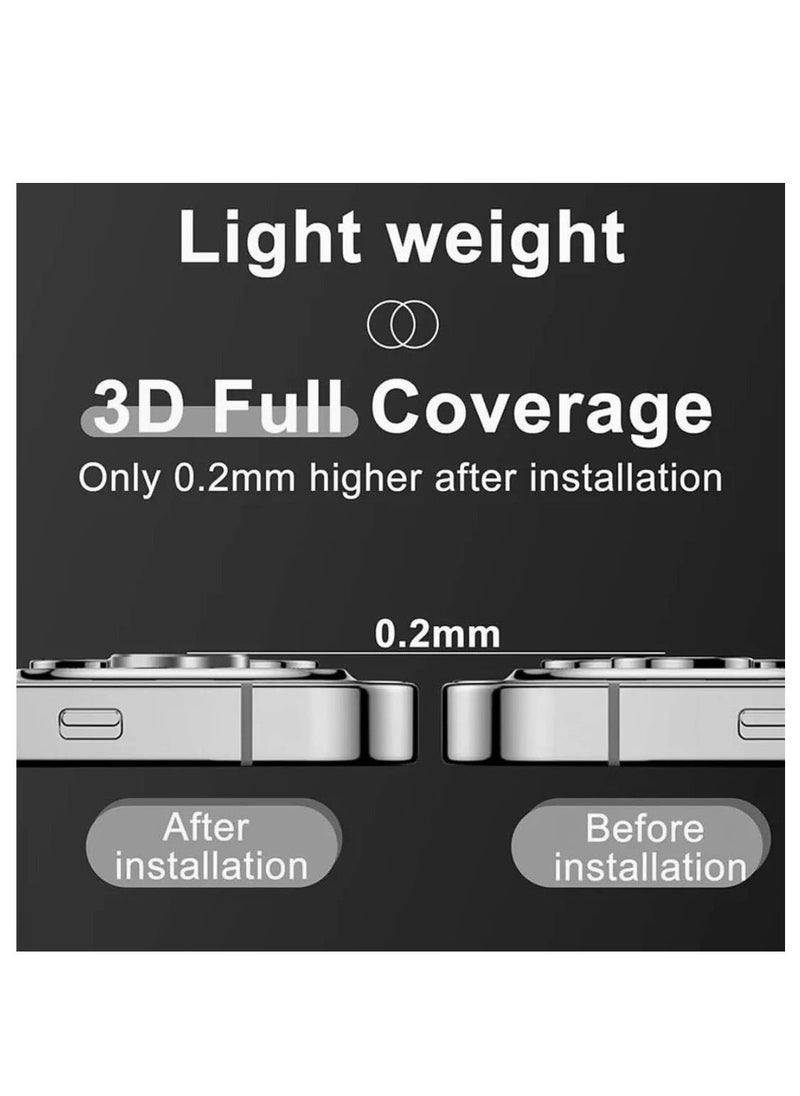 Raxoom Designed for iPhone 14 Pro Max / 14 Pro Camera Lens Protector, 3D Alloy Metal and Tempered Glass Camera Screen Protector, Full Coverage Protection (Black) - Image 3
