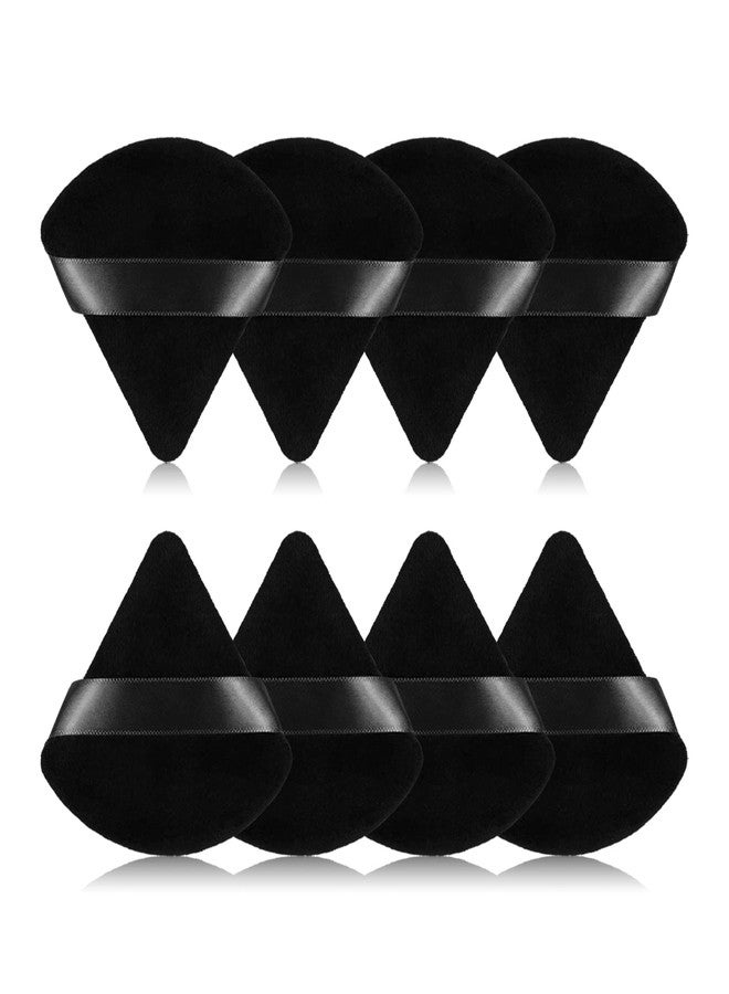 RAREIUS 8Pcs of Triangular Powder Puff Makeup Sponges, Made of Super-soft Velvet, Designed for Contouring, Eye, and Corner, Beauty Blender Foundation Mixing Container.(Black) - Image 1