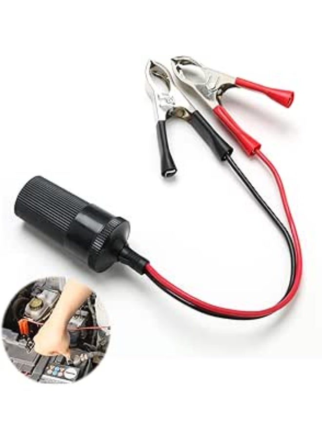 Heavy-Duty Battery Alligator Clips to Cigarette Lighter Socket Adapter - 12V/24V Power Converter Extension - Durable & Insulated Power Connector for Cars, Boats, and Camper Vans - Image 1
