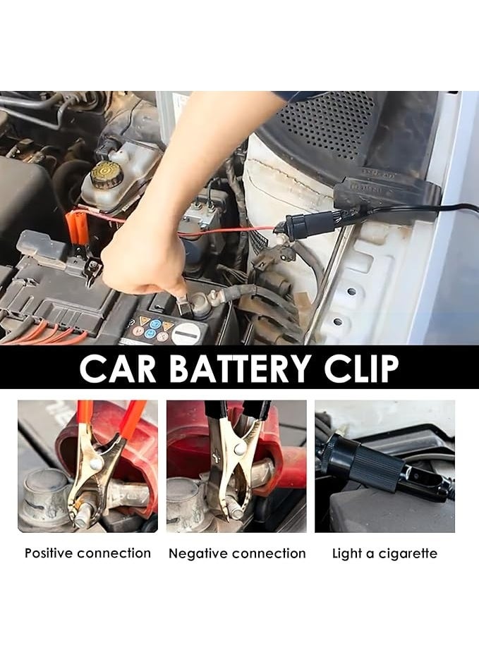 Heavy-Duty Battery Alligator Clips to Cigarette Lighter Socket Adapter - 12V/24V Power Converter Extension - Durable & Insulated Power Connector for Cars, Boats, and Camper Vans - Image 4
