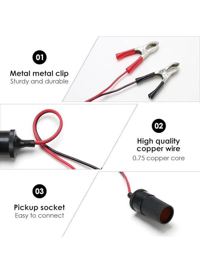Heavy-Duty Battery Alligator Clips to Cigarette Lighter Socket Adapter - 12V/24V Power Converter Extension - Durable & Insulated Power Connector for Cars, Boats, and Camper Vans - Image 5