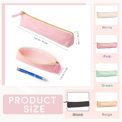 XJMWXHFC 5Pcs Small Pencil Cases, Pencil Pouch with Zipper, Cosmetic Makeup Bag, Multi-function Stationery Organizer for Home, Office, Vacation (Black, Green, White, Pink, Beige) - Image 2