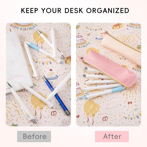 XJMWXHFC 5Pcs Small Pencil Cases, Pencil Pouch with Zipper, Cosmetic Makeup Bag, Multi-function Stationery Organizer for Home, Office, Vacation (Black, Green, White, Pink, Beige) - Image 5
