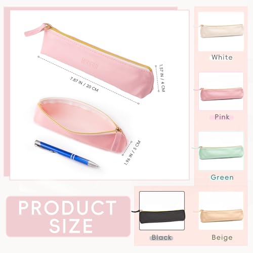 XJMWXHFC 5Pcs Small Pencil Cases, Pencil Pouch with Zipper, Cosmetic Makeup Bag, Multi-function Stationery Organizer for Home, Office, Vacation (Black, Green, White, Pink, Beige) - Image 3