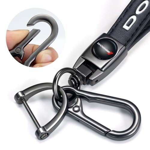 TACOMA Genuine Leather Car Keychain for Dodge Challenger Charger SRT Key Chain for Men and Women Family Present Key Ring Accessories(Black) - Image 4