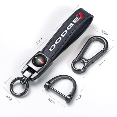 TACOMA Genuine Leather Car Keychain for Dodge Challenger Charger SRT Key Chain for Men and Women Family Present Key Ring Accessories(Black) - Image 5