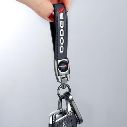 TACOMA Genuine Leather Car Keychain for Dodge Challenger Charger SRT Key Chain for Men and Women Family Present Key Ring Accessories(Black) - Image 3