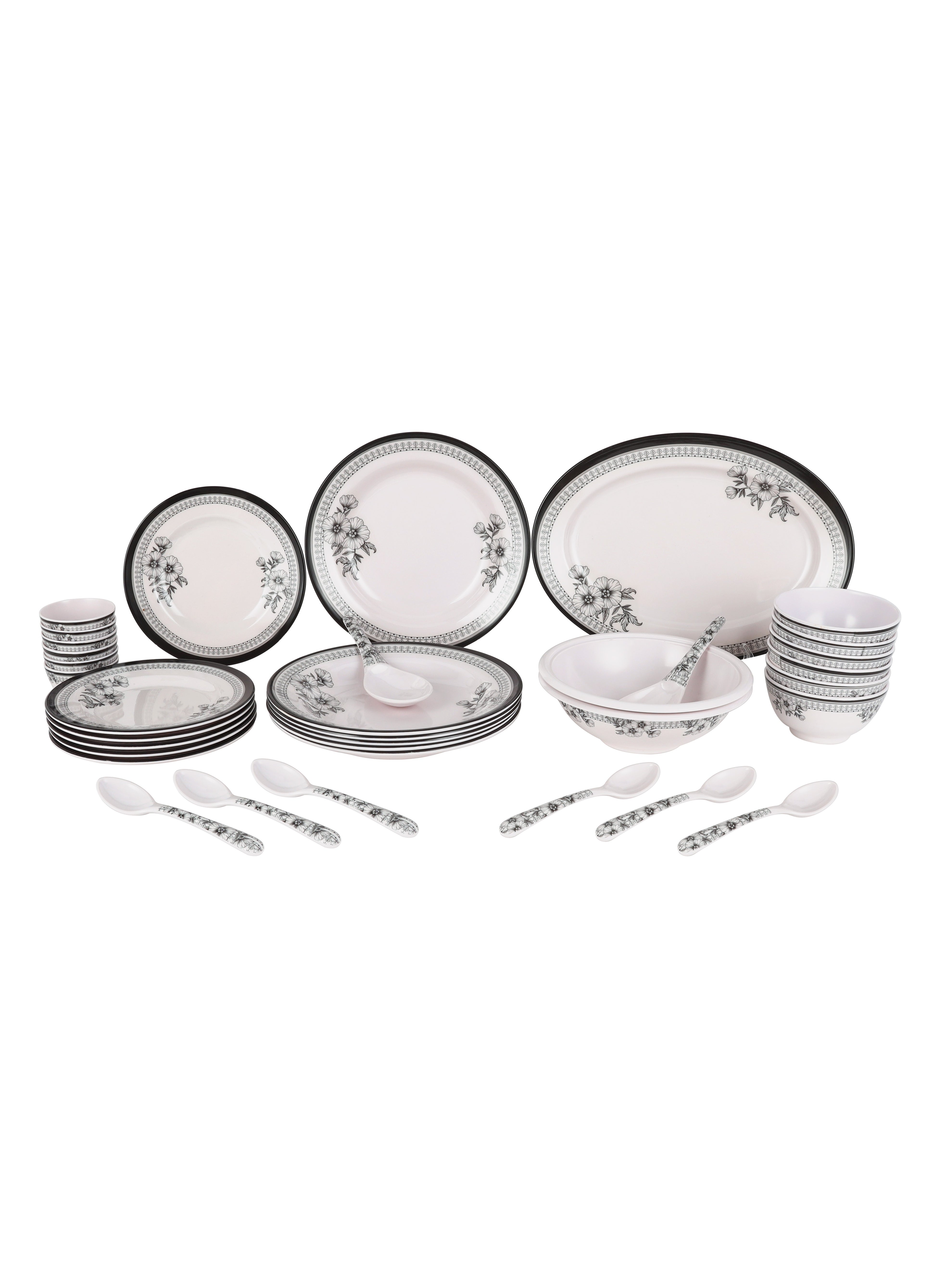 DELCASA Delcasa 35 Piece Floral Beast Melamineware Dinner Set DC2461 