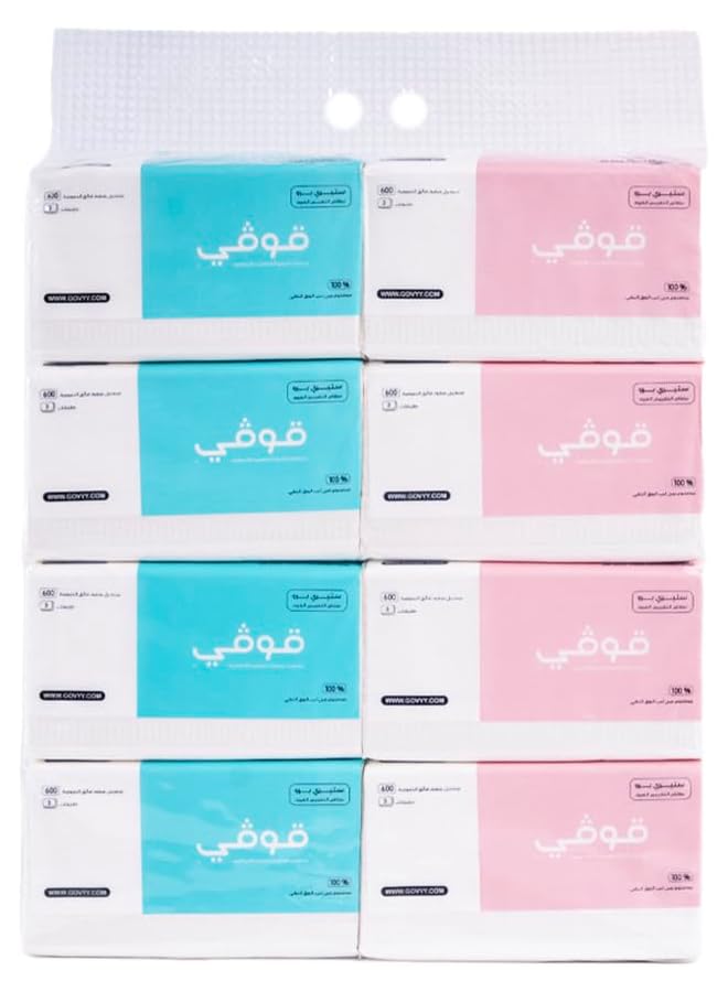 erorex 3 Ply Facial Tissues – Pack Of 8 With 600 Individual Sheets Per Pack – Soft Facial Tissues Perfect - Image 1