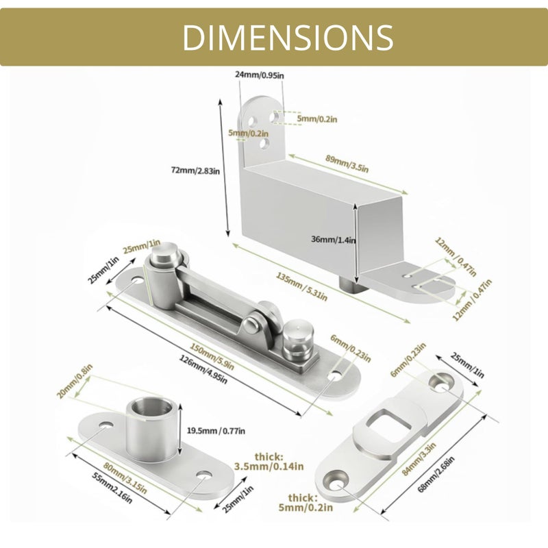 Litlheim HeavyDuty SelfClosing Door Pivot Hinge 360 Stainless Steel LShaped Hinge for Wood Doors - Image 3
