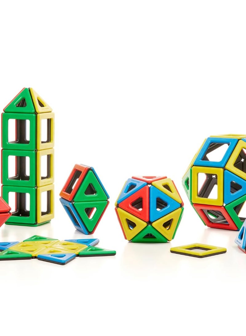 POLYDRON مجموعة بناء تعليمية مغناطيسية للأطفال من بوليدرون - متعددة الألوان - مجموعة بناء إبداعية للتطوير - لعبة هندسية ثلاثية الأبعاد 3+ سنوات - 96 قطعة - Image 1