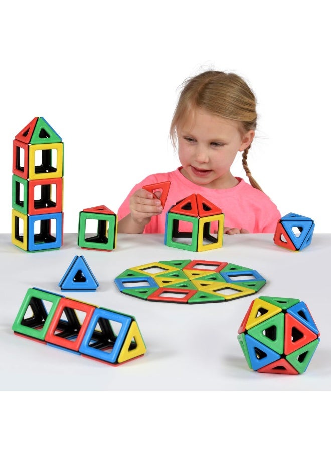 POLYDRON مجموعة بناء تعليمية مغناطيسية للأطفال من بوليدرون - متعددة الألوان - مجموعة بناء إبداعية للتطوير - لعبة هندسية ثلاثية الأبعاد 3+ سنوات - 96 قطعة - Image 5