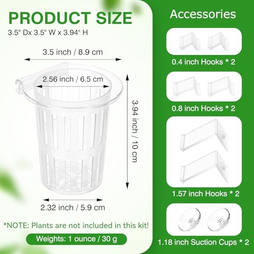 Borlech 2025 New Upgraded Large Aquarium Plant Holder with 1.57-inch Extension Hooks and Suction Cups for Fish Tank Aquaponic Plant Cultivation and Aquascape Accessories Decorations (4 PCS) Transparent - Image 3