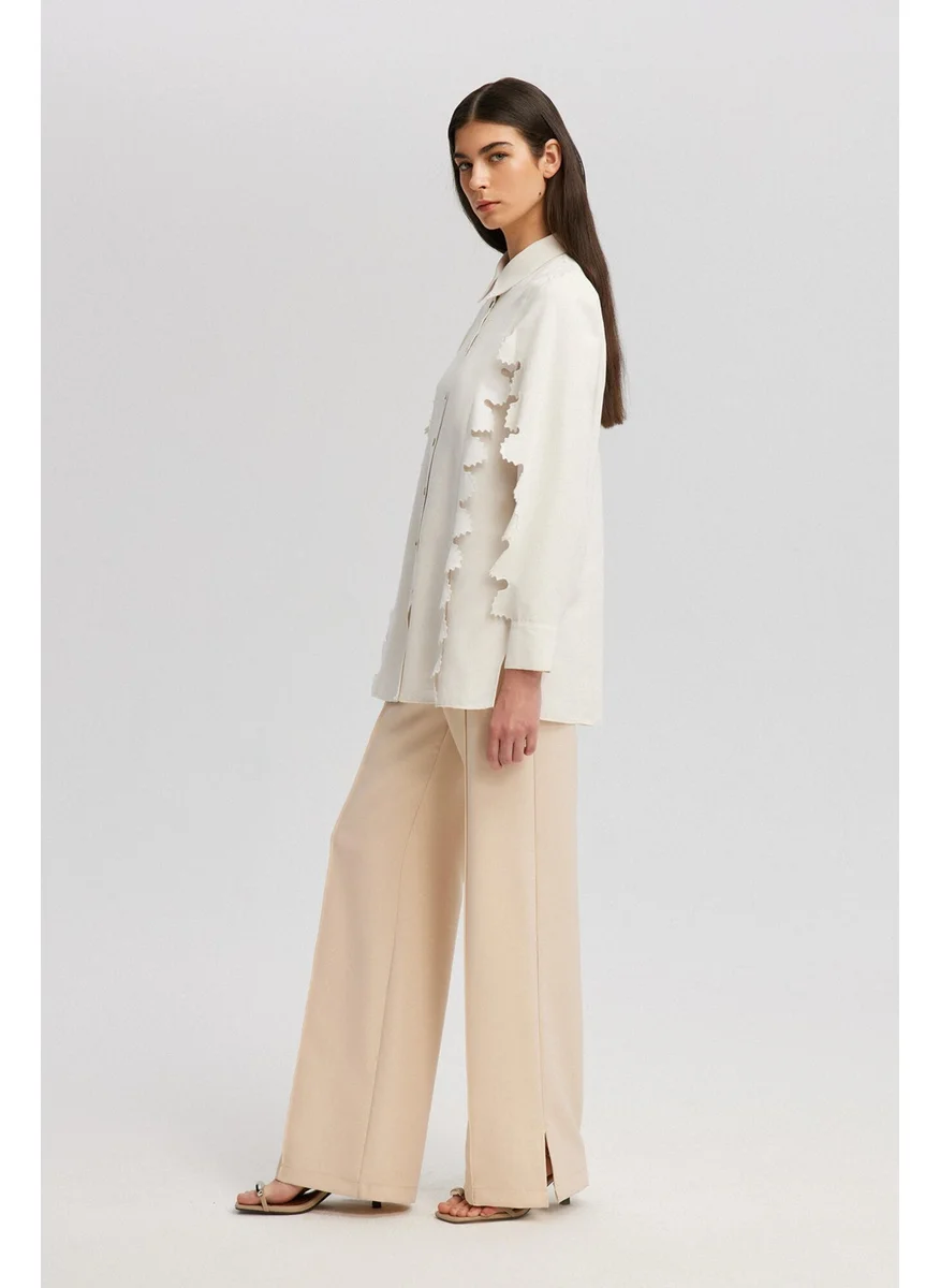 Touche Embroidered Detailed Natural Texture Shirt