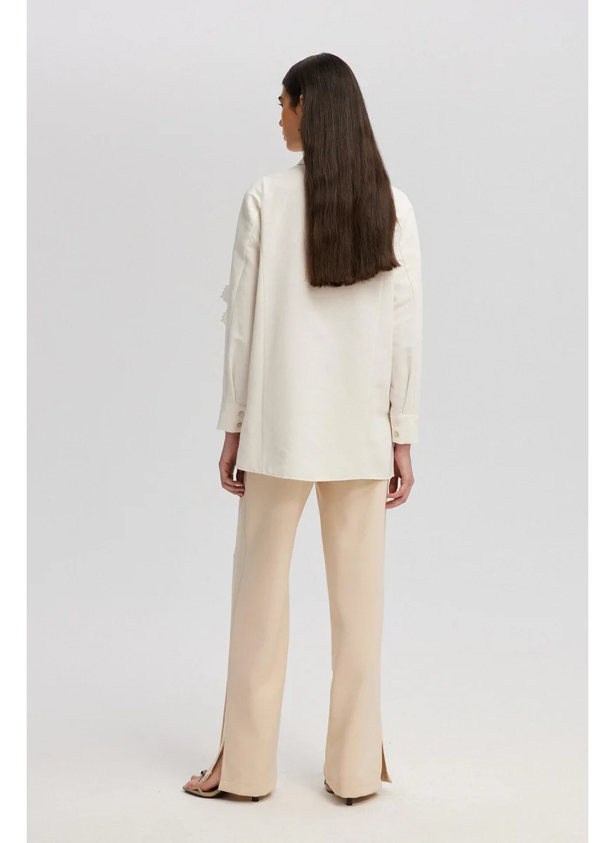 Touche Embroidered Detailed Natural Texture Shirt