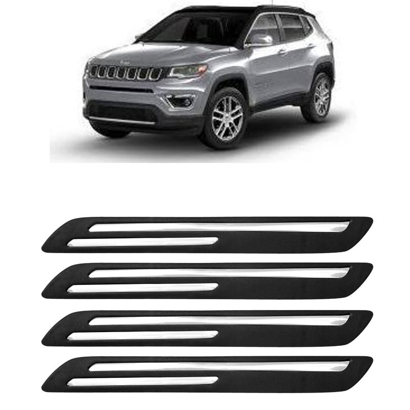 AOSIS -Car Bumper Protector/Bumper Guard for Jeep Compass with Double Chrome Stripe (4-Pcs) - Image 1