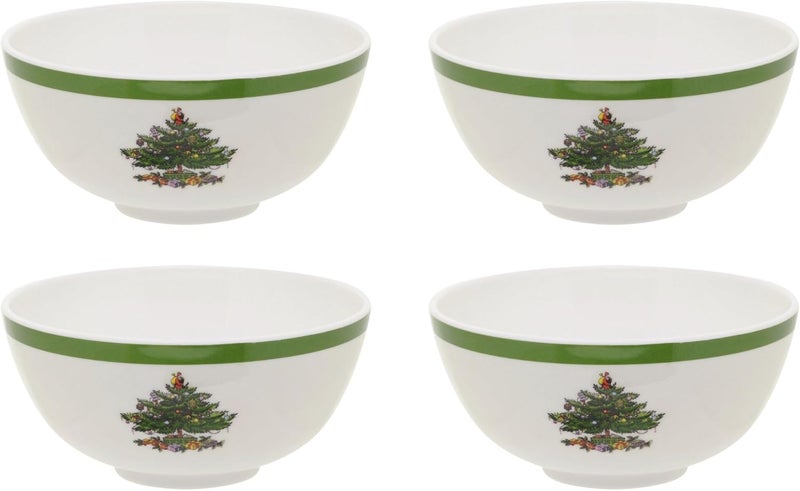 Spode Christmas Tree 6-Inch Melamine Bowls - Set of 4 Festive Bowls for Soup, Dessert & Holiday Dishes - Durable, Dishwasher Safe - Versatile Tableware for Indoor & Outdoor Christmas Gatherings - Image 1