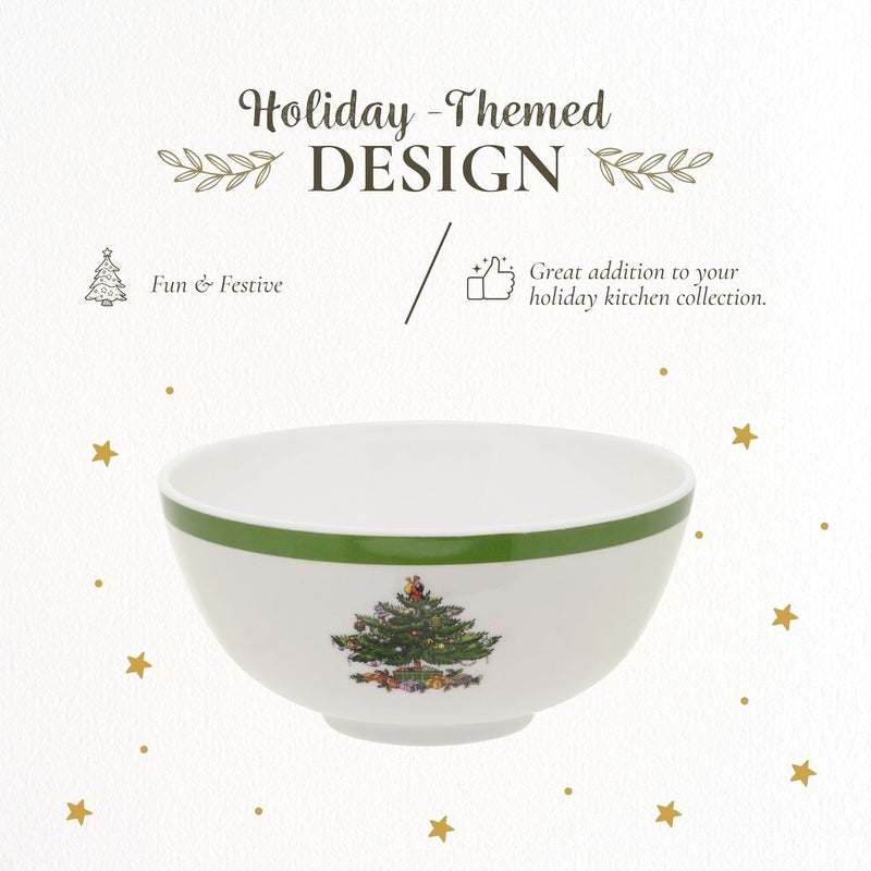 Spode Christmas Tree 6-Inch Melamine Bowls - Set of 4 Festive Bowls for Soup, Dessert & Holiday Dishes - Durable, Dishwasher Safe - Versatile Tableware for Indoor & Outdoor Christmas Gatherings - Image 3
