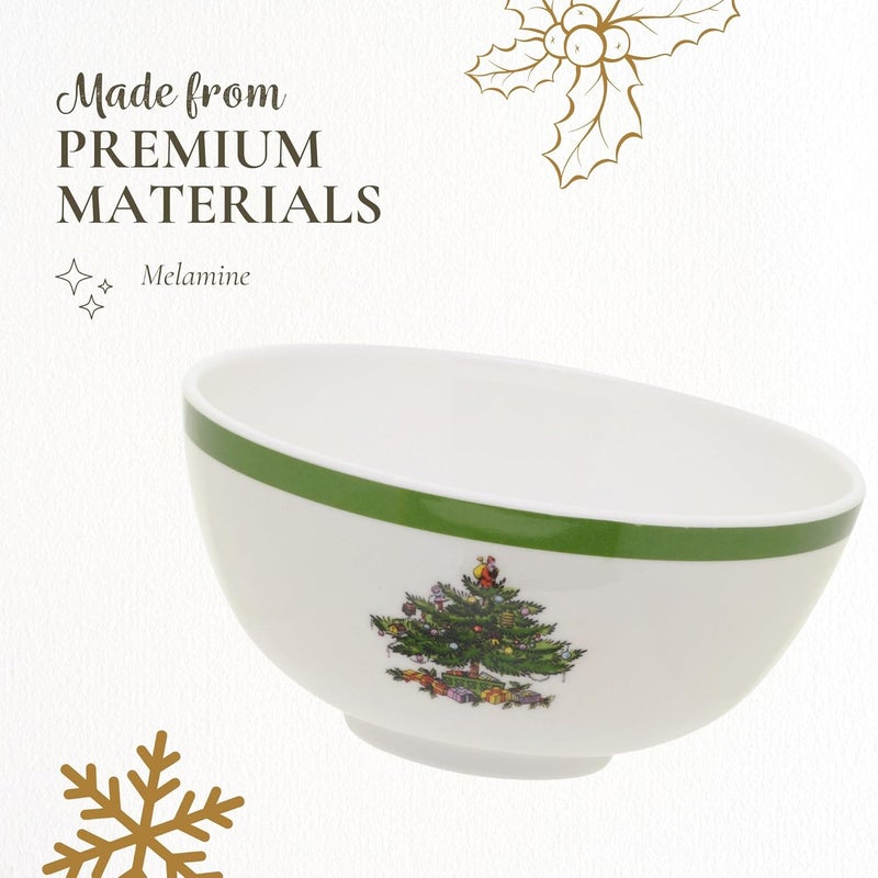 Spode Christmas Tree 6-Inch Melamine Bowls - Set of 4 Festive Bowls for Soup, Dessert & Holiday Dishes - Durable, Dishwasher Safe - Versatile Tableware for Indoor & Outdoor Christmas Gatherings - Image 4