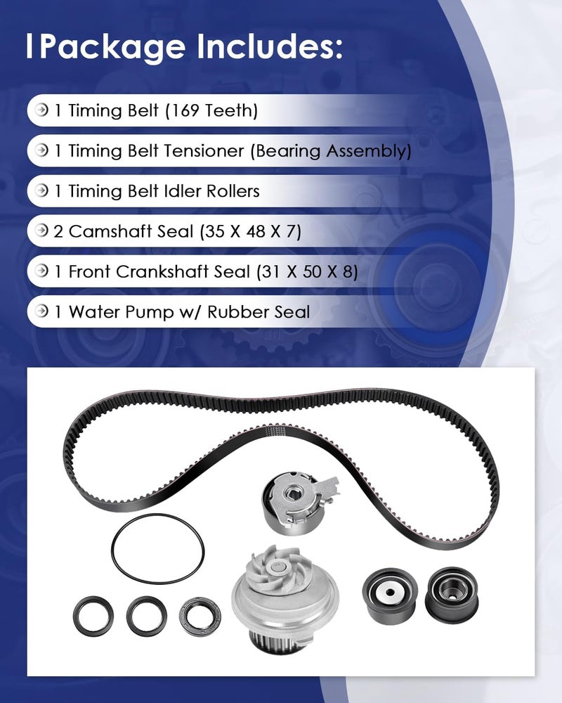 ECCPP Timing Belt Kit with Water Pump Compatible 2004-2007 For Chevrolet Optra 1999-2002 For Daewoo Nubira 2004-2008 For Suzuki Forenza 2005-2008 For Suzuki Reno TBK309 WP121-2004 CTBK-C015WP - Image 5