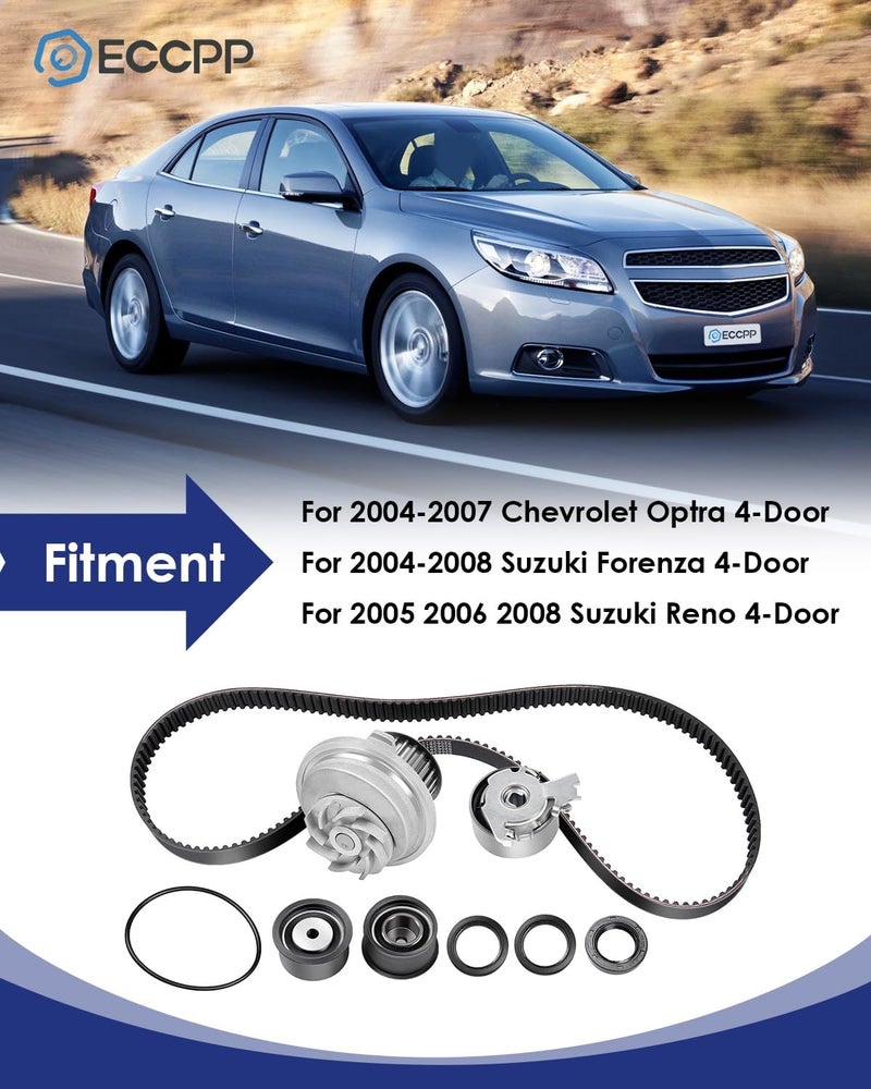 ECCPP Timing Belt Kit with Water Pump Compatible 2004-2007 For Chevrolet Optra 1999-2002 For Daewoo Nubira 2004-2008 For Suzuki Forenza 2005-2008 For Suzuki Reno TBK309 WP121-2004 CTBK-C015WP - Image 2