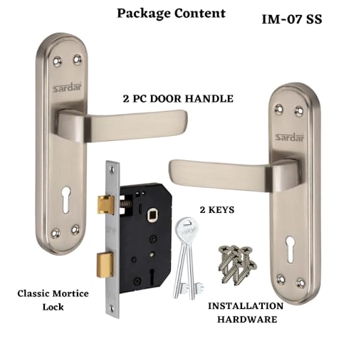 SARDAR IM-07 Iron Handle Set 7 Inch|2 Keys | 6 Lever Single Turn Lock Set| Handle Set for Door, Bathroom, Bedroom, Living Room| (SS) - Image 3
