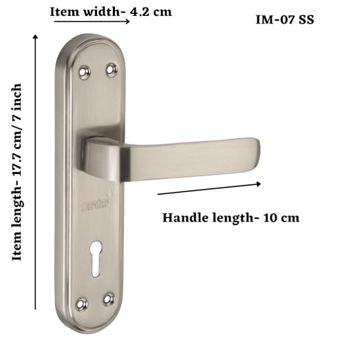 SARDAR IM-07 Iron Handle Set 7 Inch|2 Keys | 6 Lever Single Turn Lock Set| Handle Set for Door, Bathroom, Bedroom, Living Room| (SS) - Image 2