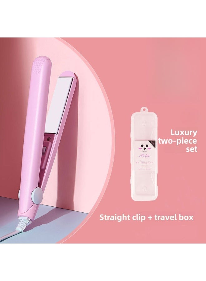 Ucanbe Pink Kawaii Auto-Rotating Curling Wand - Mini 2-in-1 Hair Straightener & Curler with Heat-Resistant Case  - Image 3