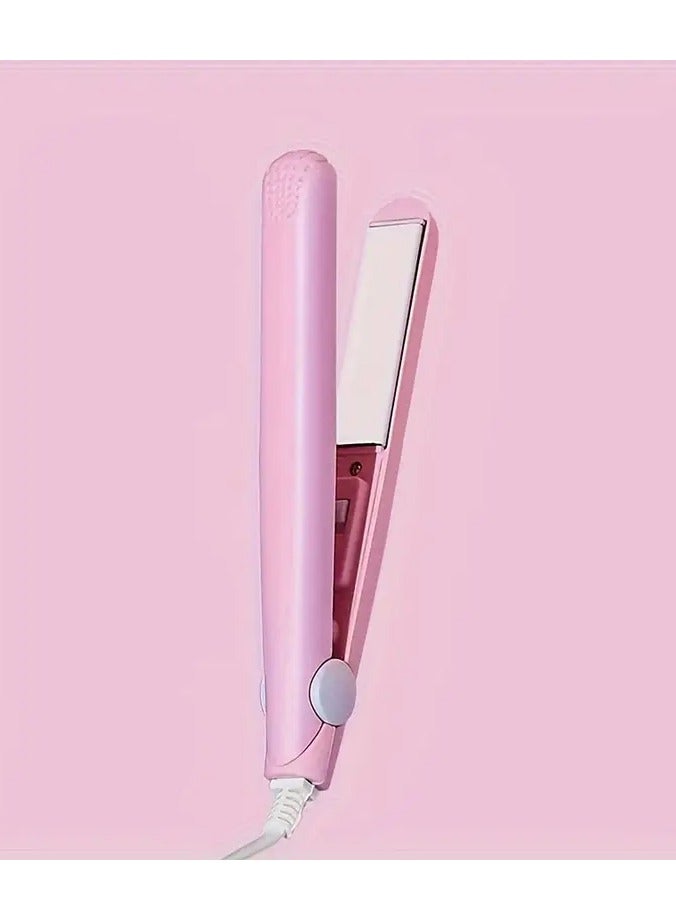 Ucanbe Pink Kawaii Auto-Rotating Curling Wand - Mini 2-in-1 Hair Straightener & Curler with Heat-Resistant Case  - Image 1