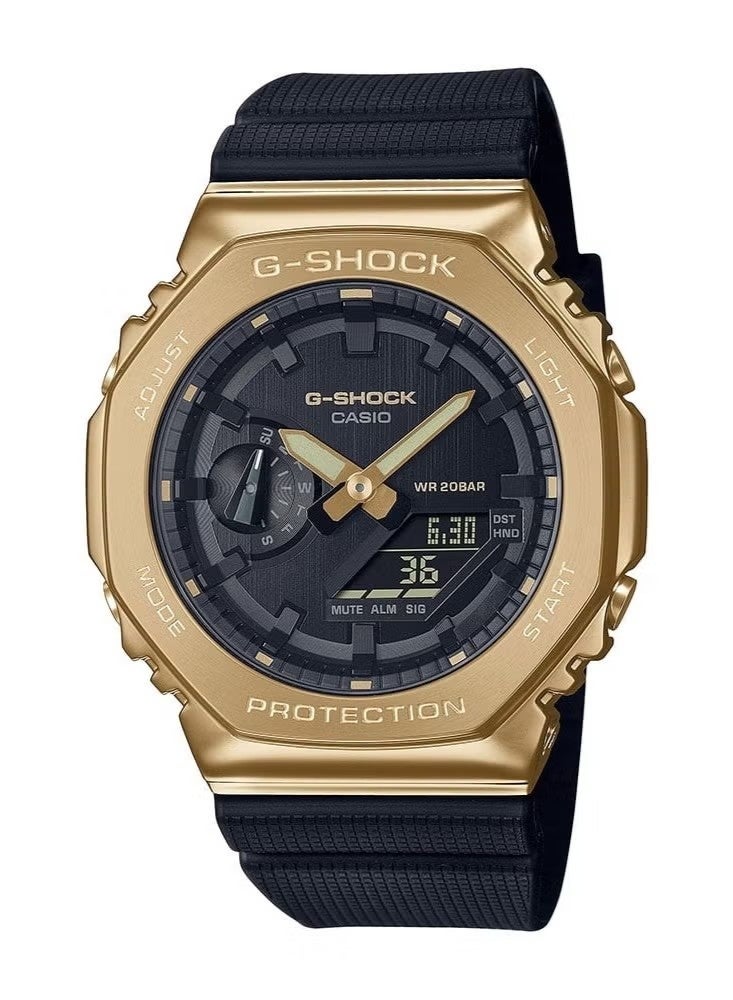 G-SHOCK Men's Watch With Gold Metal Bezel and Black Strap GM-2100G-1A9DR - Image 1