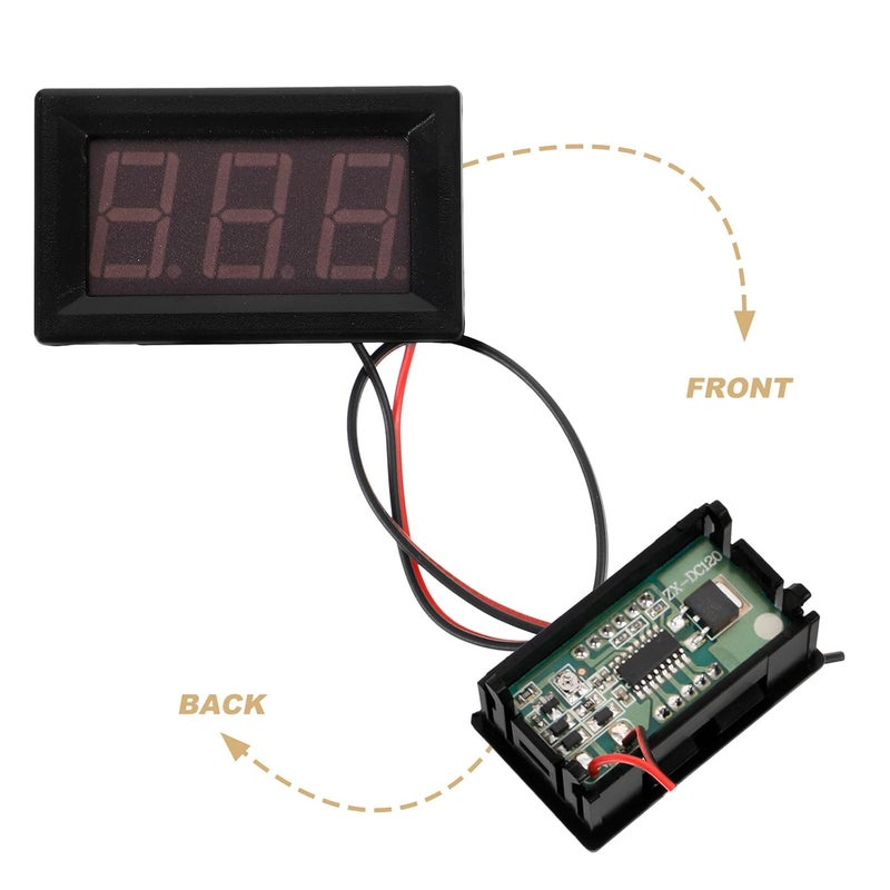 LED Digital Voltmeter Head 5-120v 2-Wire Mini Voltage Meter Blue LED Voltmeter for Automotive Electrical Testing - Image 3