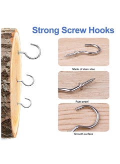 OMEVE 75PCS Small Hooks Screw In, 6 Sizes Metal Screw Hooks for Wood, Cup Hooks Screw In, Sliver Screw in Hooks for Hanging Mug Key and Garden Lights (Silver)  - Image 3