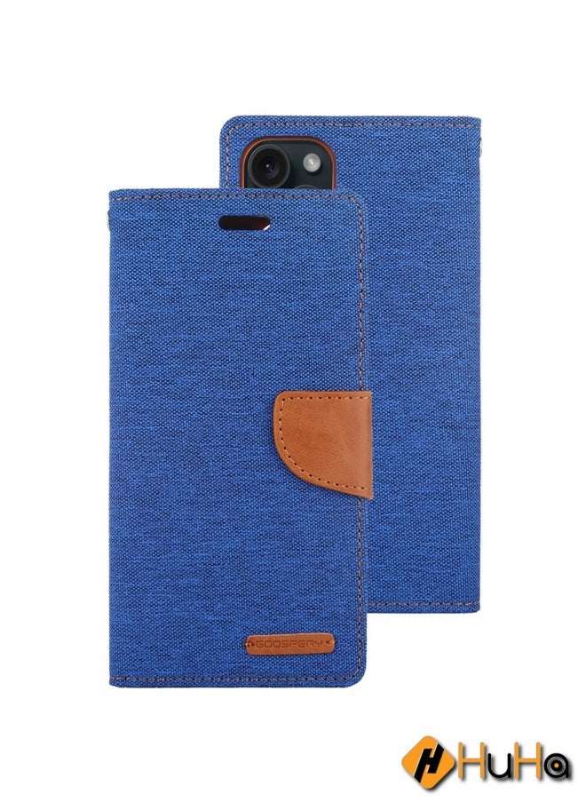 Generic - Case Cover For iPhone 15 Pro GOOSPERY CANVAS DIARY Fabric Texture Flip Leather Phone Case Blue - Image 1