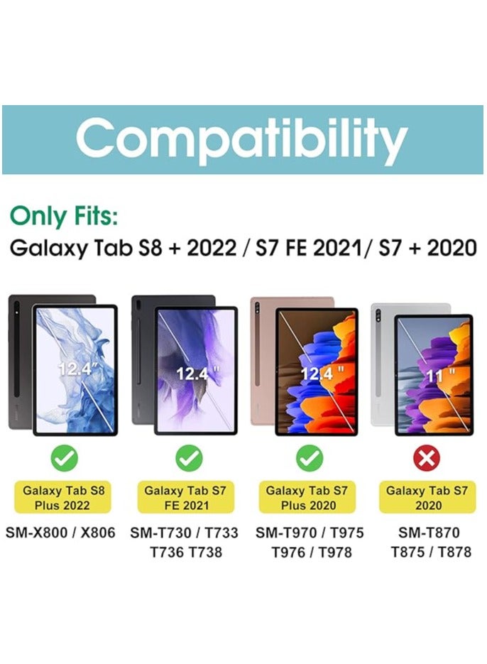 Green Tiger Galaxy Tab S8 Plus/S7 FE 2021/S7 Plus 2020 12.4‘’ Case(SM-X800 X806 T730 T733 T736 T970 T975 T976 T978), Slim Stand Folio Smart Cover for 12.4" Galaxy Tab S8+ S7 FE S7+ -Black - Image 5