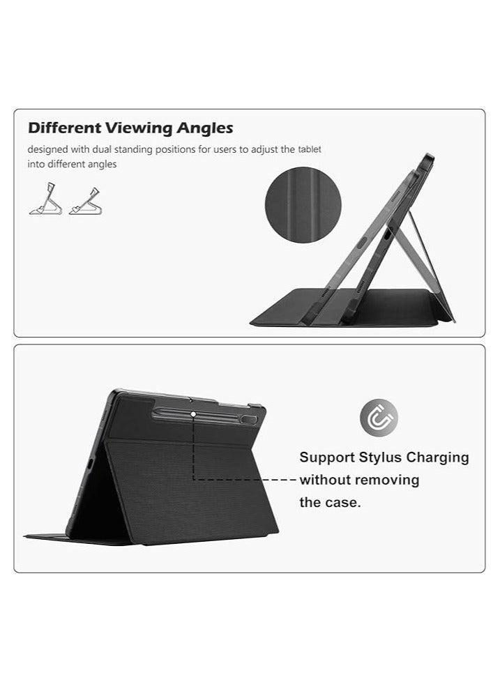 Green Tiger Galaxy Tab S8 Plus/S7 FE 2021/S7 Plus 2020 12.4‘’ Case(SM-X800 X806 T730 T733 T736 T970 T975 T976 T978), Slim Stand Folio Smart Cover for 12.4" Galaxy Tab S8+ S7 FE S7+ -Black - Image 3