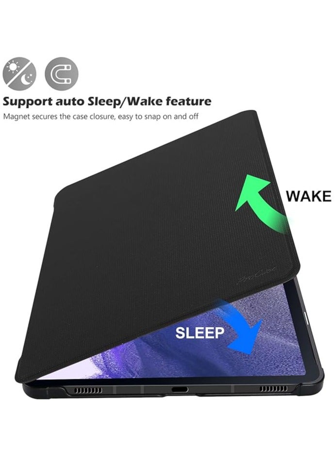 Green Tiger Galaxy Tab S8 Plus/S7 FE 2021/S7 Plus 2020 12.4‘’ Case(SM-X800 X806 T730 T733 T736 T970 T975 T976 T978), Slim Stand Folio Smart Cover for 12.4" Galaxy Tab S8+ S7 FE S7+ -Black - Image 2