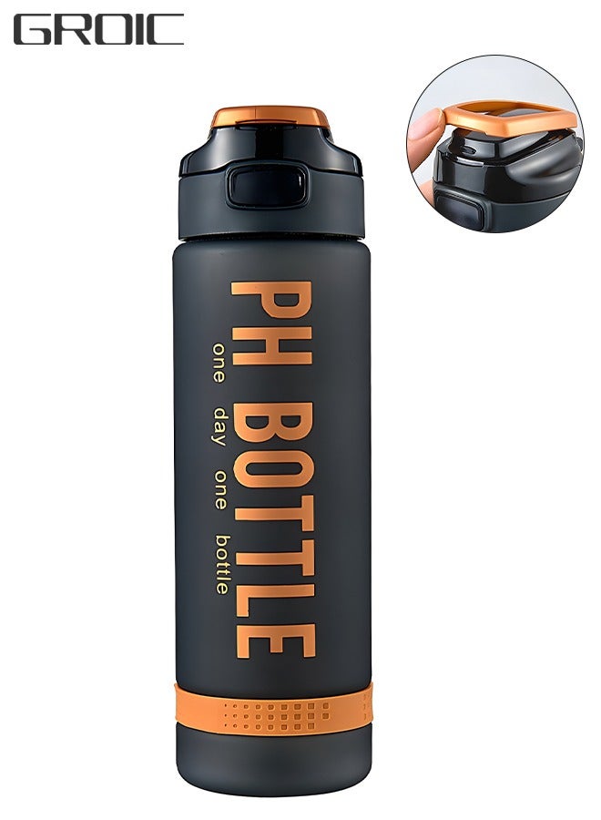 GROIC 1L Water Bottles with Handle & Time Marker, Motivational Water Bottle with BPA Free Tritan Material, Leakproof Water Jug for Fitness Sports  - Image 1