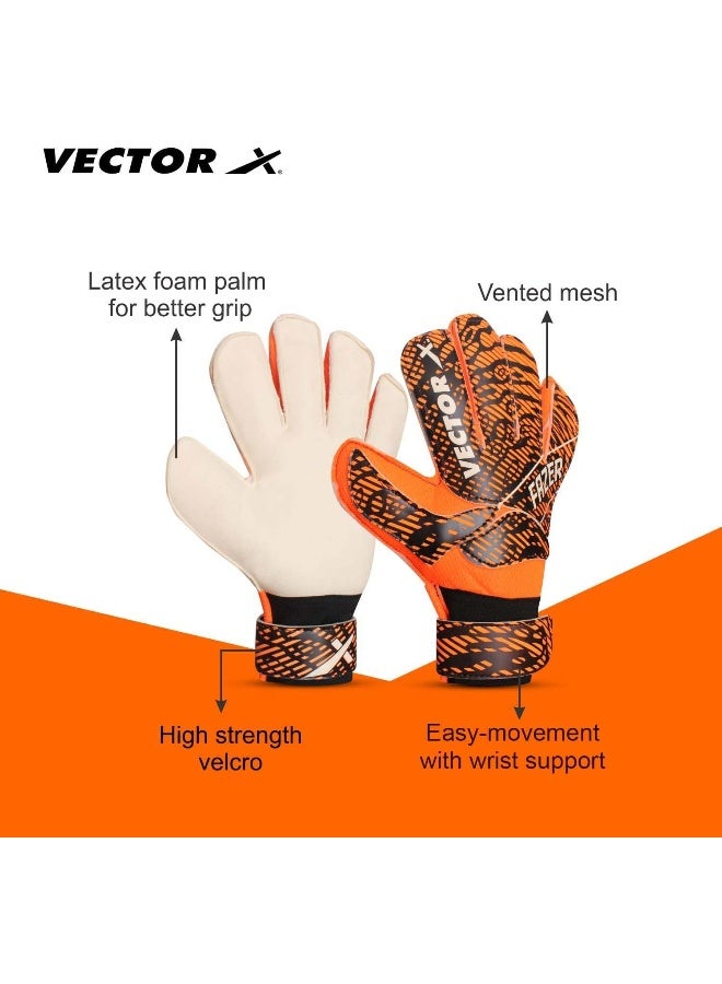 Vector X FAZER Goalkeeper Gloves – Soccer Finger Save Gloves for Training & Match, Youth & Adults | Size 10 | White /Orange - Image 4