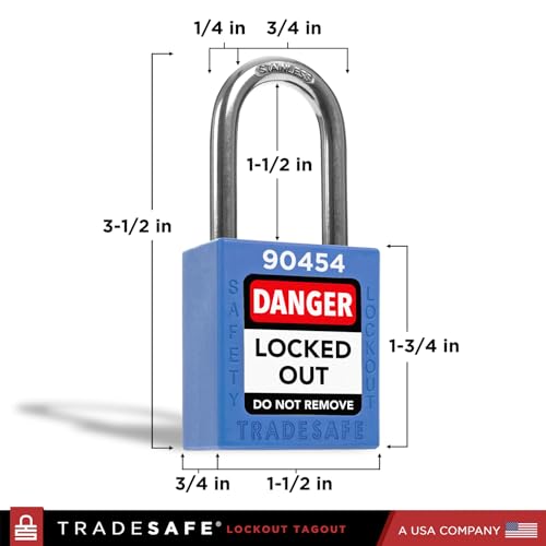 TRADESAFE Lockout Tagout Locks Set - 10 Blue Loto Locks, Lockout Locks Keyed Different, 2 Keys Per Lock, OSHA Compliant Lock Out Tag Out Padlocks, Safety Padlocks for Electrical Lockout Tag Out Kits - Image 2