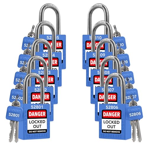 TRADESAFE Lockout Tagout Locks Set - 10 Blue Loto Locks, Lockout Locks Keyed Different, 2 Keys Per Lock, OSHA Compliant Lock Out Tag Out Padlocks, Safety Padlocks for Electrical Lockout Tag Out Kits - Image 1