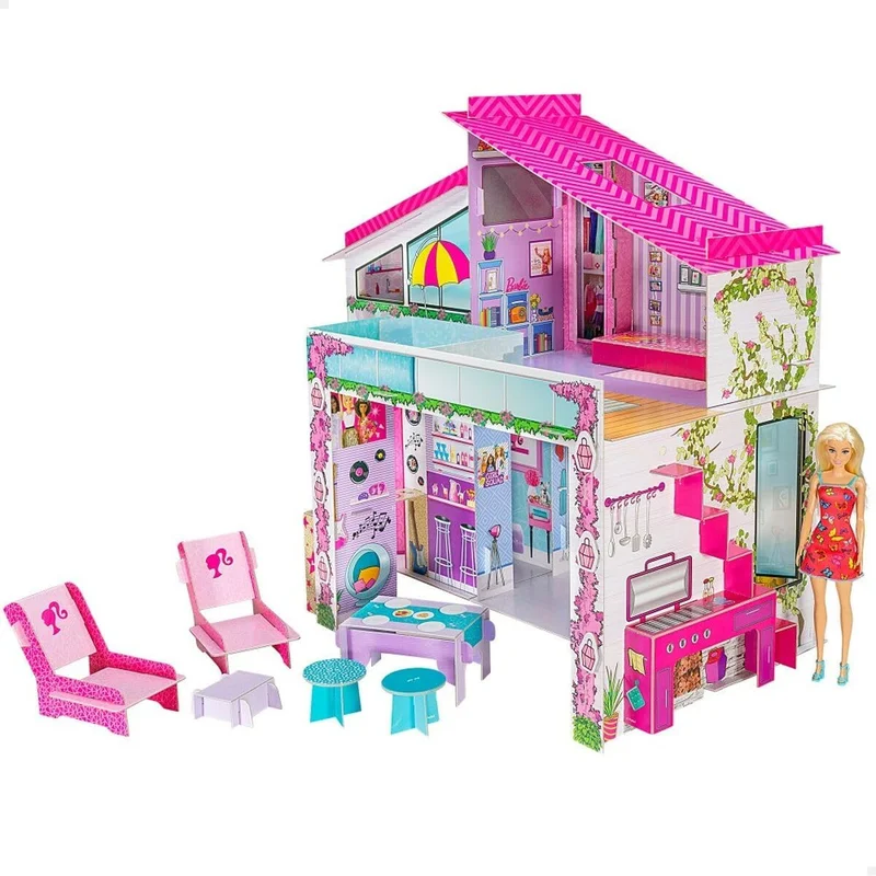 Barbie Barbie Dream Summer Villa with Doll - 2-Storey Cardboard Playset