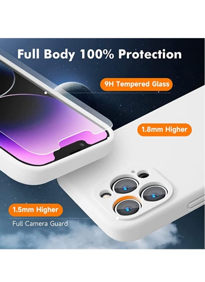 ELTRAZONE - iPhone 14 Pro Max + 2 Pack Tempered Glass Screen Protector Magsafe Case Silicone Phone Case with Microfiber Lining for iPhone 14 Pro Max 6.7 inch 2022,White - Image 1