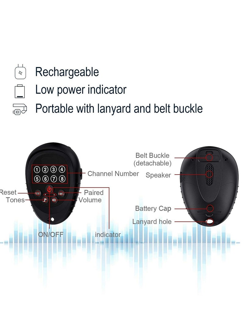 SYOSI - Rechargeable Wireless Caregiver, Pager Smart Call Button Transmitter with Receiver 1000 Feet Range Nurse Calling Alert Patient Help System for Elderly (1 Call Button and 1 Receiver, Black) - Image 1