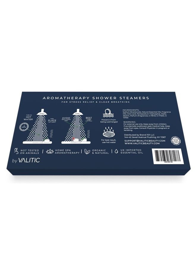 VALITIC أقراص بخار الاستحمام العطرية من فاليتك لتخفيف التوتر والاسترخاء - هدايا للنساء والأمهات في عيد الميلاد - 8 أقراص طبيعية فizzies للاستحمام - 4 روائح - لافندر، يوكاليبتوس، حمضيات، ونعناع - Image 4