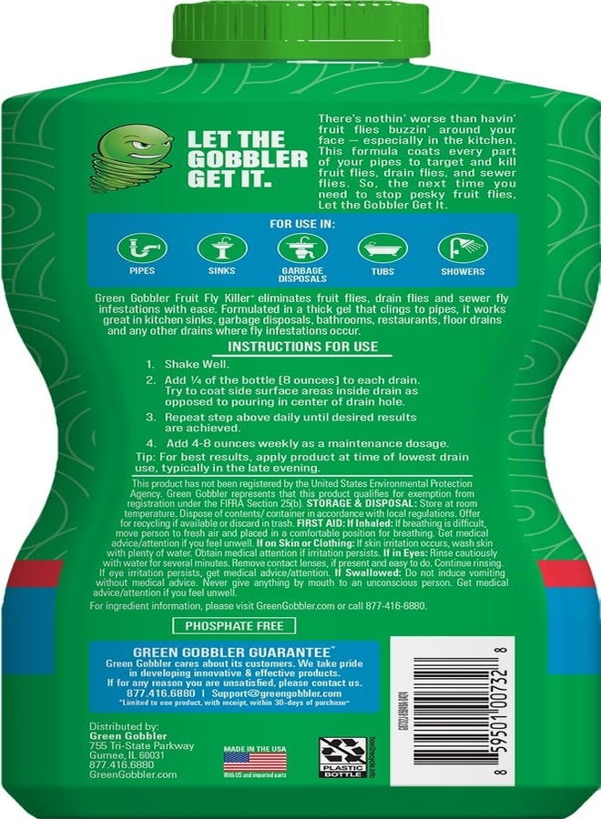 Green Gobbler Fruit Fly Killer+ - Kills Fruit Flies, Drain Flies & Sewer Flies, Gel Treatment for Use in Sinks & Pipes - Safe for Septic Systems, 32oz - Image 2
