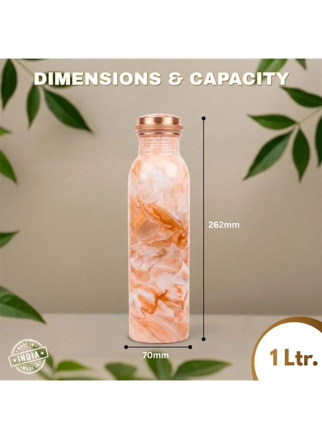 Mobcos Mobcos Peach Swirl Copper W Bottle 1 Ltr Mobcos Peach Swirl Copper Water Bottle 1 Ltr, 99% Pure Copper Bottle with Leakproof Screw Cap, Handmade Marbled Design, Reusable Water Bottle for Home, Office & Travel  | Best Price UAE
