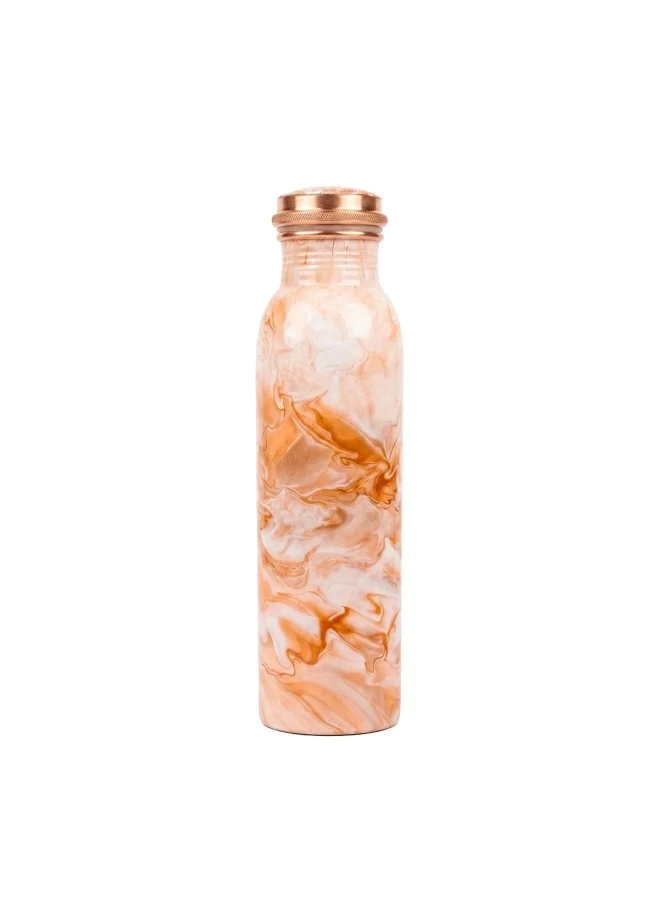 Mobcos Mobcos Peach Swirl Copper Water Bottle 1 Ltr, 99% Pure Copper Bottle with Leakproof Screw Cap, Handmade Marbled Design, Reusable Water Bottle for Home, Office & Travel