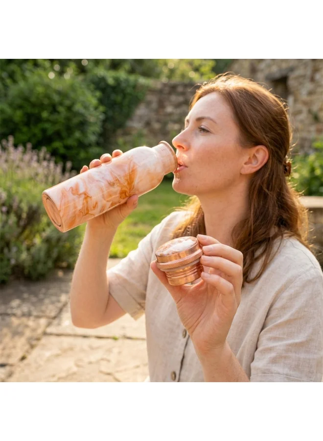 Mobcos Mobcos Peach Swirl Copper W Bottle 1 Ltr Mobcos Peach Swirl Copper Water Bottle 1 Ltr, 99% Pure Copper Bottle with Leakproof Screw Cap, Handmade Marbled Design, Reusable Water Bottle for Home, Office & Travel  | Best Price UAE
