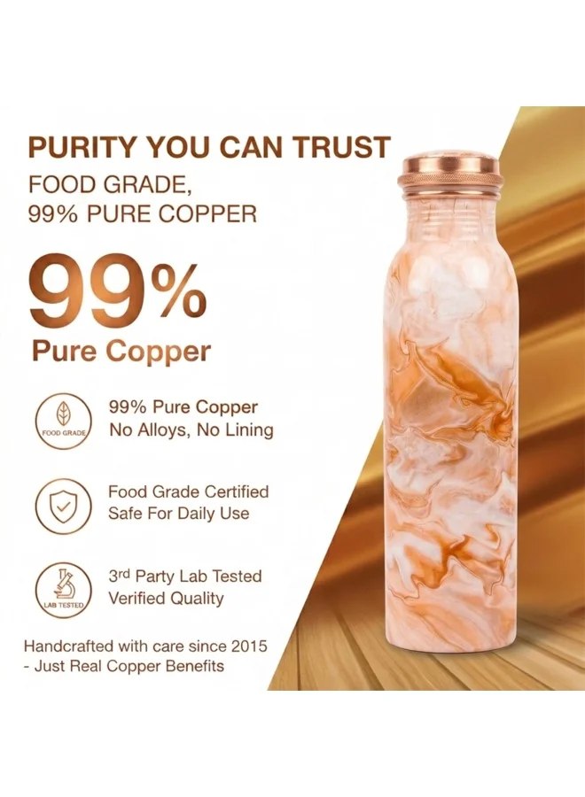 Mobcos Mobcos Peach Swirl Copper W Bottle 1 Ltr Mobcos Peach Swirl Copper Water Bottle 1 Ltr, 99% Pure Copper Bottle with Leakproof Screw Cap, Handmade Marbled Design, Reusable Water Bottle for Home, Office & Travel  | Best Price UAE