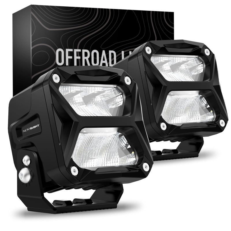 NOVSIGHT Led Pods 2Pcs 80W 10800LM LED Cube Pod Lights Driving Light Led Off Road Lights Super Bright Driving Fog Boat Lights Led Work Light Bar for Trucks Pickup Golf Cart SUV ATV UTV